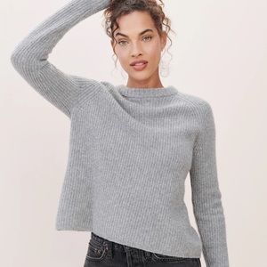 Jenni Kayne Heather Grey Cashmere Fisherman Sweater, size M